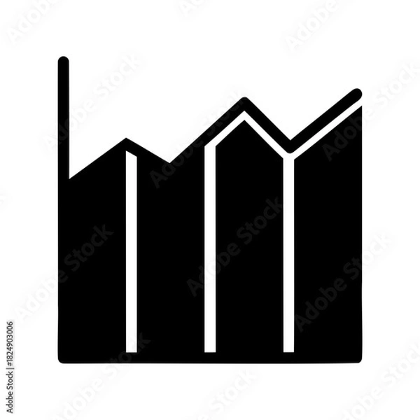 Fototapeta Business data growth chart icon with fluctuating values Vector, illustration