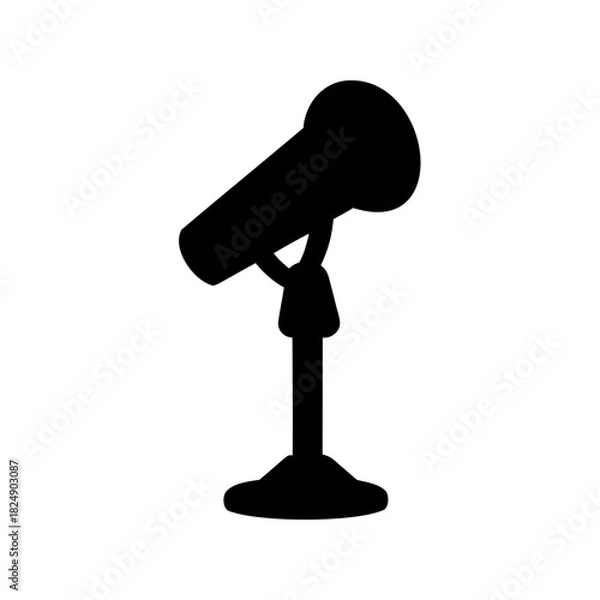 Fototapeta Microphone on a stand black silhouette vector symbol icon Vector, illustration