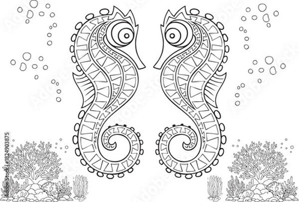 Obraz Seahorses Symmetrical design