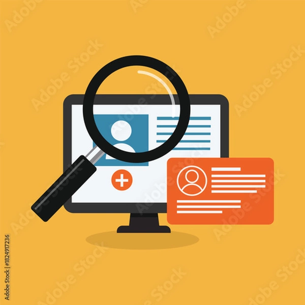 Fototapeta Computer Profile Search Vector Illustration
