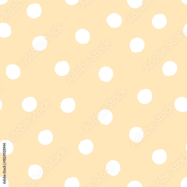 Obraz Beige and White Polka Dot Seamless Pattern in Soft Hand Drawn Style Ideal for Wrapping Paper, Fabric, and Backgrounds.