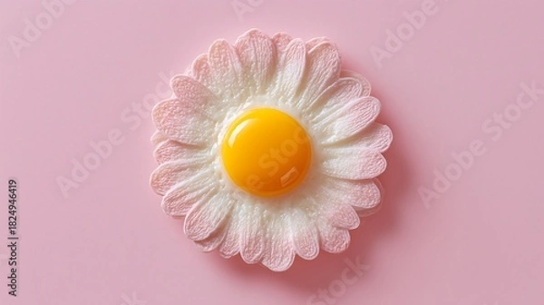 Obraz Sunny side up egg reimagined as a delicate pink floral blossom