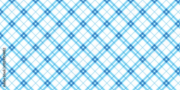 Fototapeta Bavarian Oktoberfest seamless pattern with blue and white rhombus Flag of Bavaria Oktoberfest blue checkered background Wallpaper Vector old diamonds background	