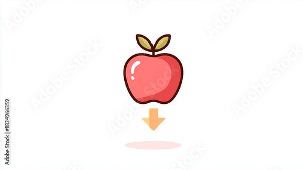 Obraz Red apple falling with gravity symbol representing Newton Day  