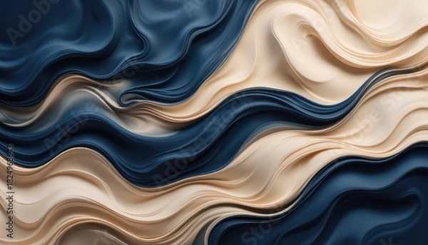 Obraz Minimalist smooth pattern in dark blue and cream colors