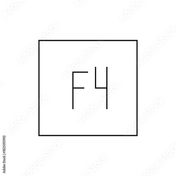 Fototapeta A simple black and white illustration of the letters f and four inside of a square outline shape