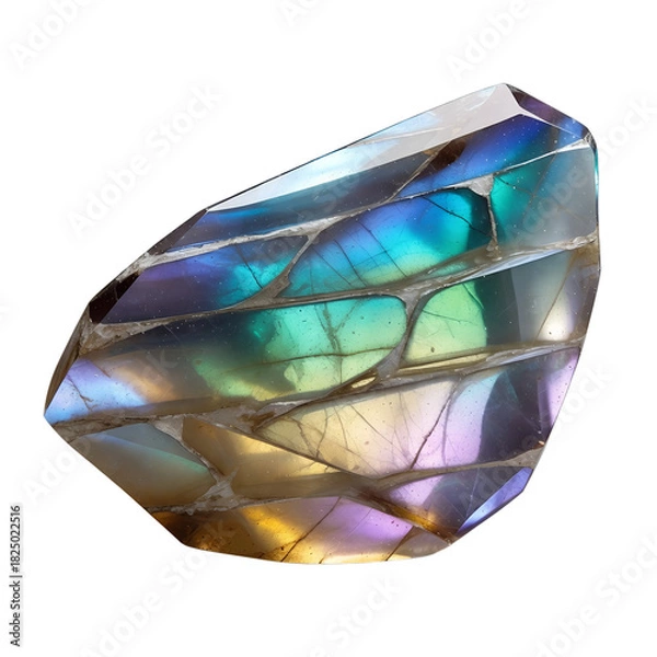 Obraz Mystical dragon gemstone crystal with iridescent facets on transparent background