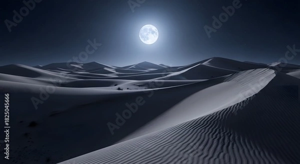 Obraz Full Moon Over Serene Desert Dunes at Night