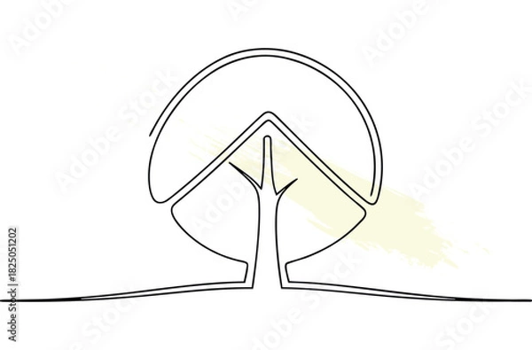 Obraz Simple line art tree illustration