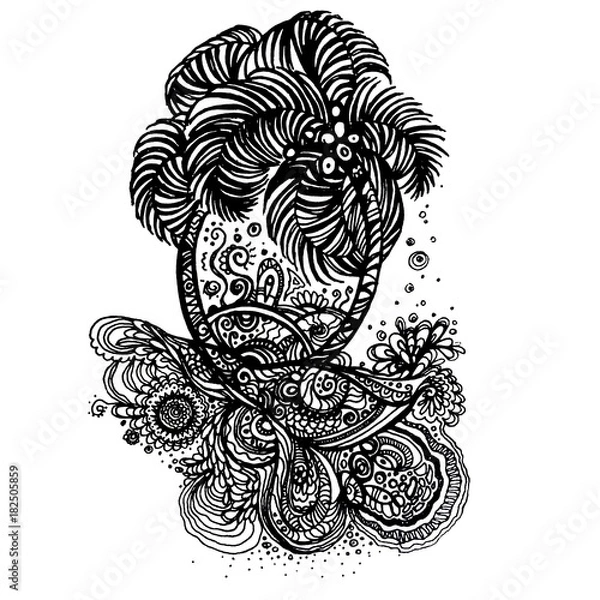 Fototapeta drawing pen palm tree abstraction