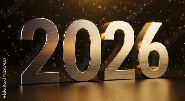 Fototapeta Metallic 2026 Numbers Close-Up