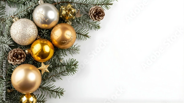 Obraz border christmas decorations on a white background