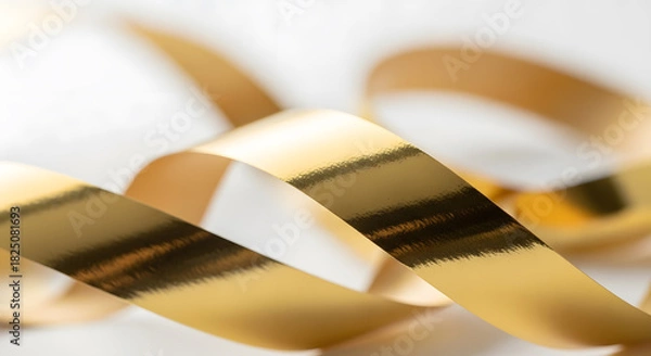 Fototapeta Curled Golden Ribbon Close-Up