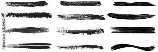 Fototapeta Beautiful Brushes vector collection. Grunge Elements - Brush strokes, ink paint brushes, grunge lines. Rectangle text box for social media and network. vector