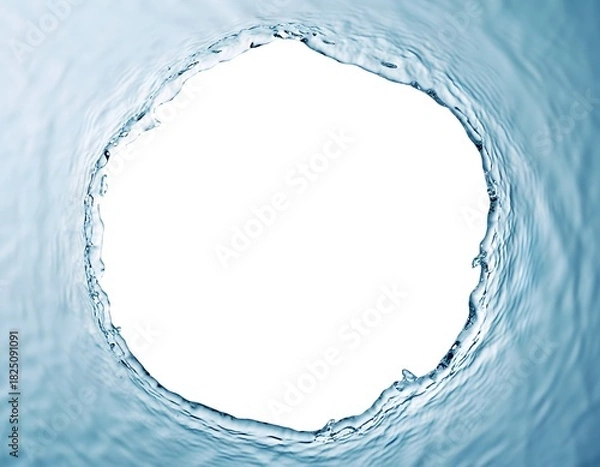Obraz Close-up of rippling water forming a circular opening against a white background.