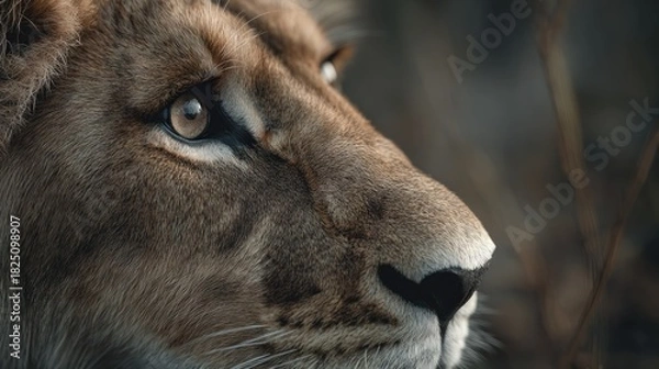 Fototapeta Captivating Close-Up of a Majestic Lion Showing its Beautiful Fur