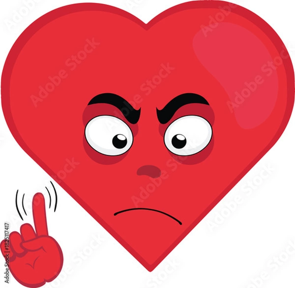 Fototapeta vector illustration emoticon character heart cartoon, saying no with a hand gesture