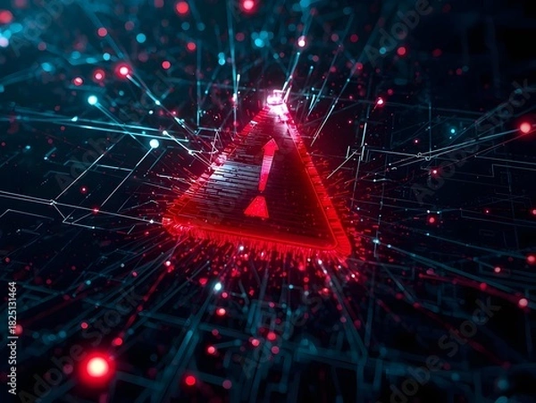 Fototapeta A red system-hacked warning alert displayed on a digital interface with glowing cyber elements.