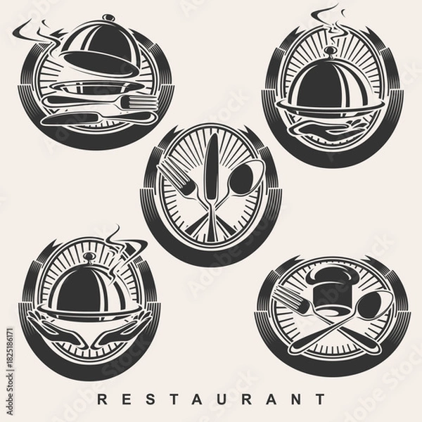 Obraz Restaurant label and icon set. Collection icon restaurant. Vector