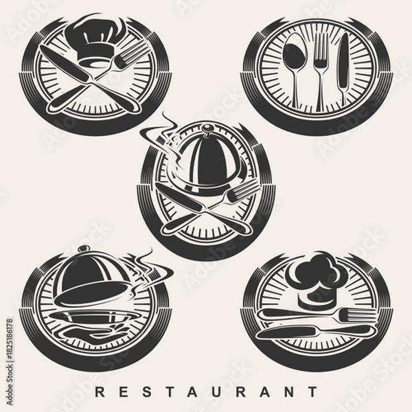Obraz Restaurant label and icon set. Collection icon restaurant. Vector