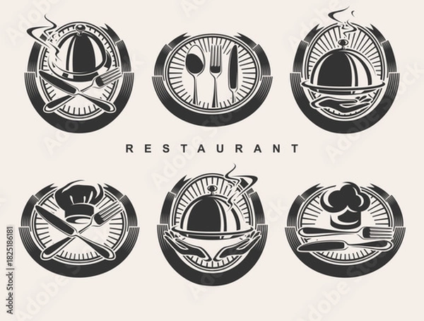 Obraz Restaurant label and icon set. Collection icon restaurant. Vector