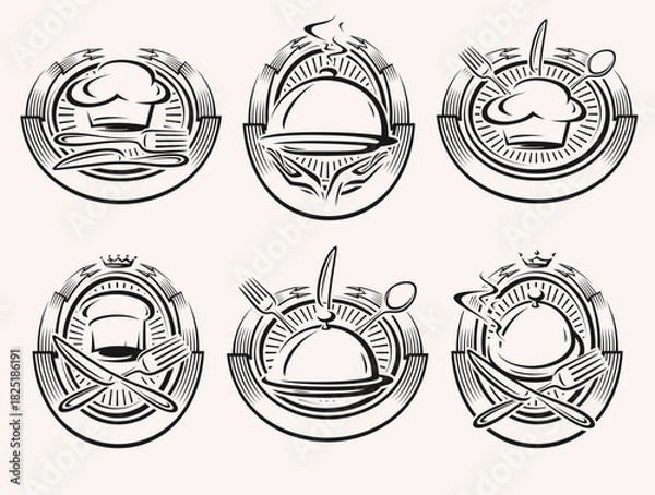 Obraz Restaurant label and icon set. Collection icon restaurant. Vector