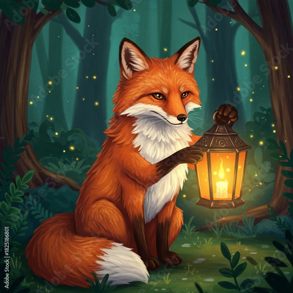 Obraz Lantern Fox Digital Painting