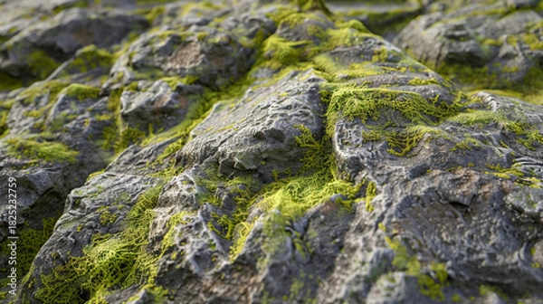 Fototapeta Closeup of moss growing on rocks, creating a natural and textured surface