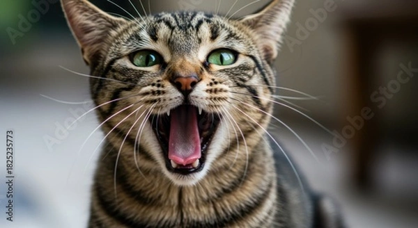 Obraz Excited tabby cat portrait