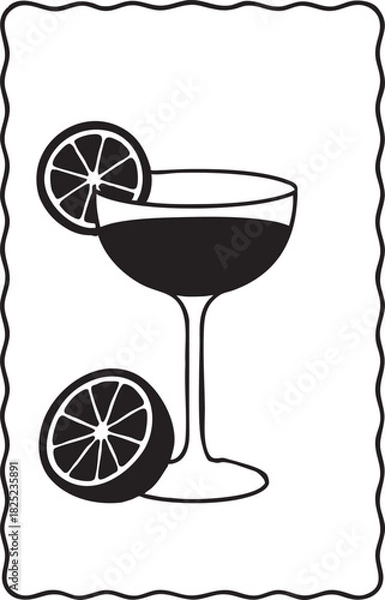 Fototapeta Limoncello Cocktail Vector Illustration with Lemon and Glass