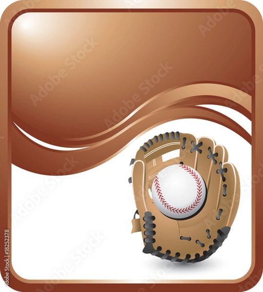 Obraz Baseball in glove on bronze wave background