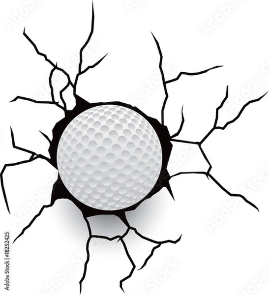 Obraz Golf ball in cracked wall