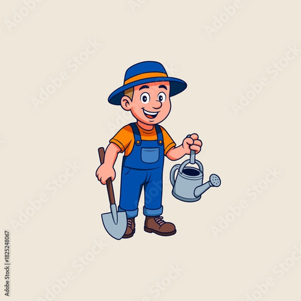 Obraz Illustration of a male farmer. Image of a person farming