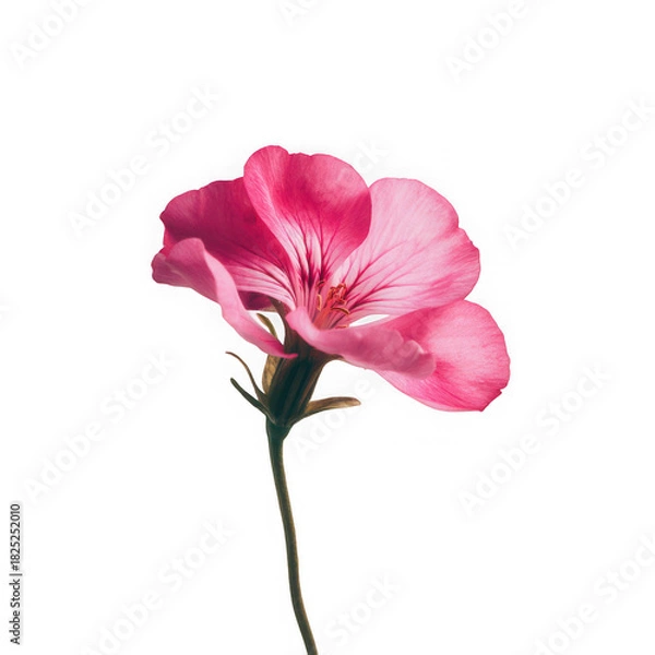 Fototapeta The elegance of a single pink flower on white background