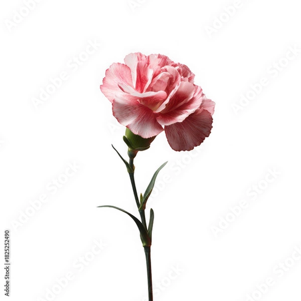 Fototapeta The elegance of a single pink flower on white background
