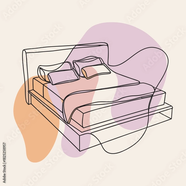 Obraz Bedroom color line art vector art 2