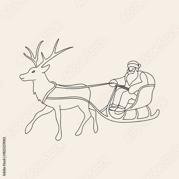 Obraz Christmas reindeer line art vector art 
