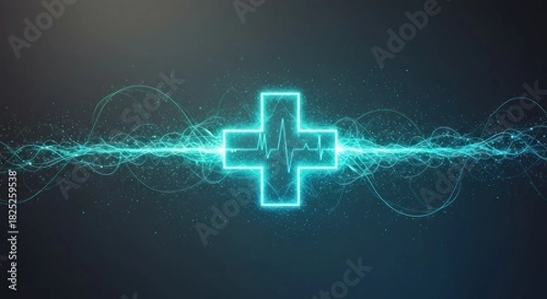 Obraz Glowing plus symbol graphic