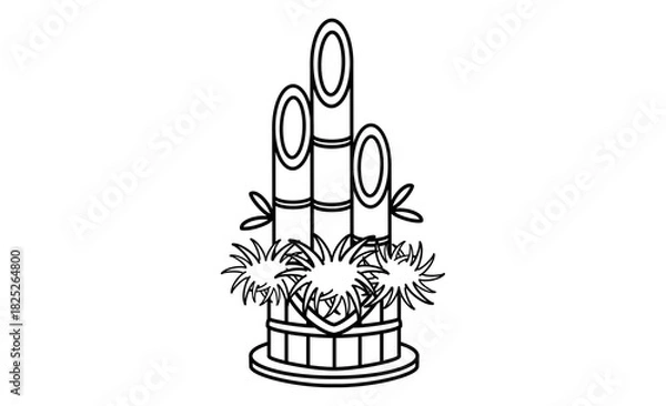 Obraz お正月飾り・門松のイラストアイコン素材