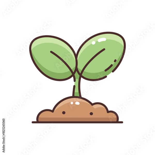 Fototapeta Cute Sprout Growing from Soil Illustrationsprout,