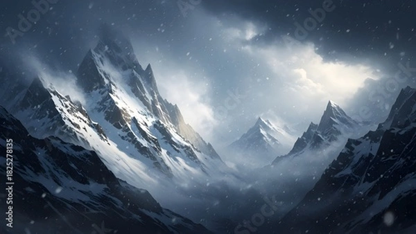 Obraz Blizzard Over the Mountains