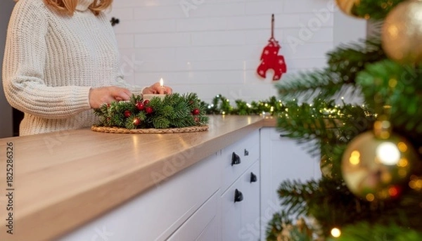 Fototapeta christmas tree and decorations