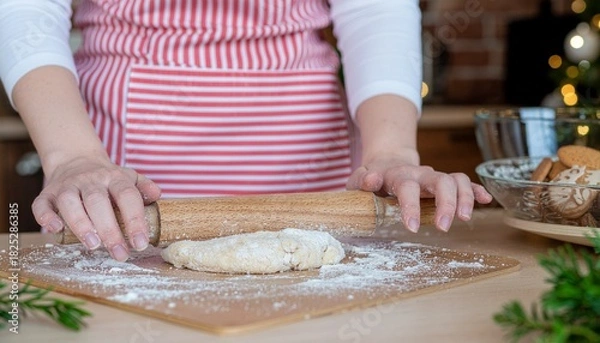 Fototapeta woman preparing dough