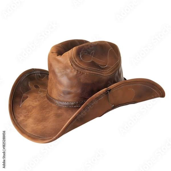 Obraz A brown cowboy hat isolated on white and transparent background