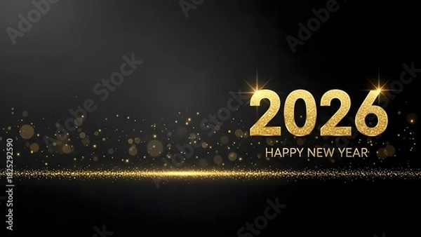 Fototapeta Golden 2026 new year celebration with sparkling lights on dark background