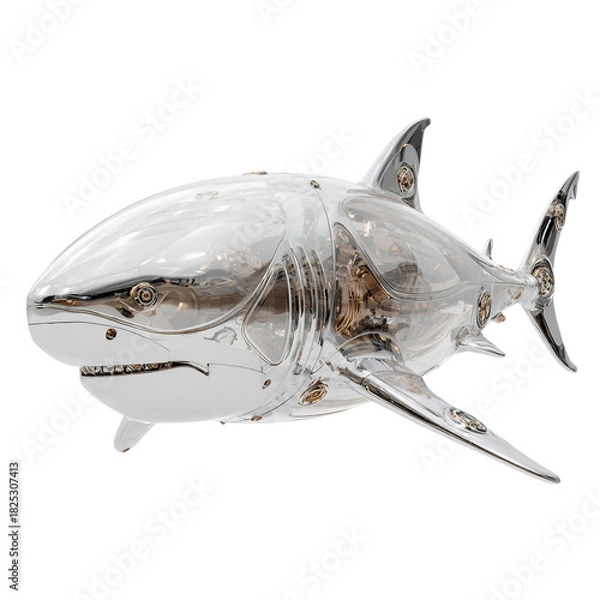 Fototapeta Futuristic Shark Cam Robot – Biomimicry Surveillance Device Isolated