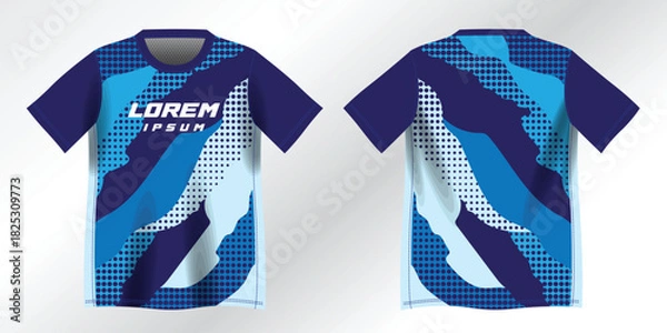 Fototapeta abstract blue background pattern for sport jersey design mockup