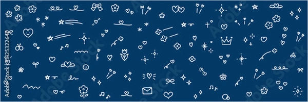 Fototapeta 手書き風のかわいい飾りイラストセット