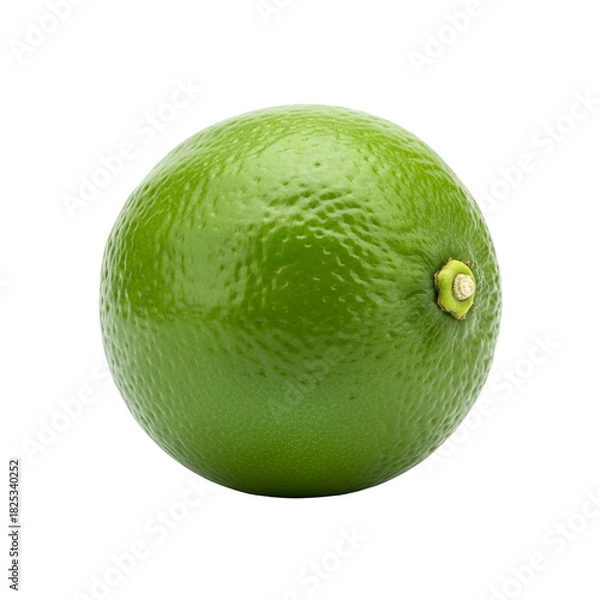 Fototapeta Fresh green lime citrus fruit with a vibrant peel, isolated on transparent background