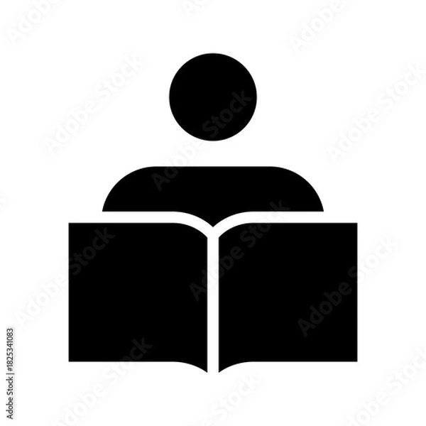 Obraz Studying person reading book for academic knowledge icon.
